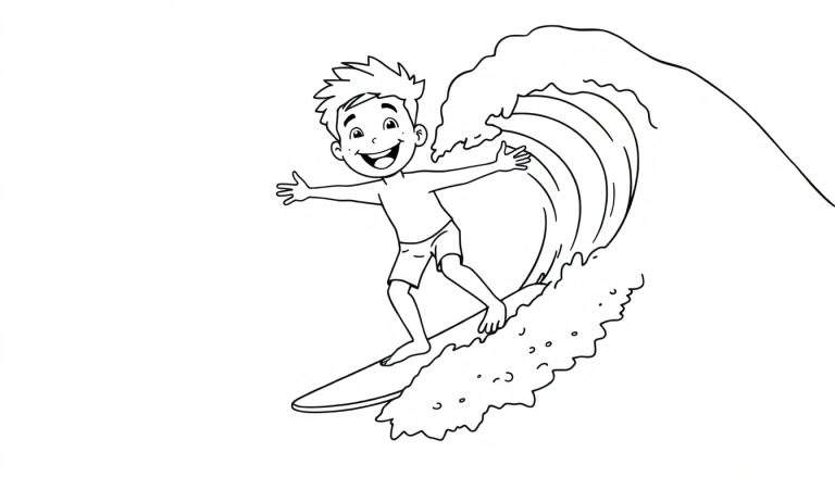 Una placa de color en blanco y negro de un niño surfeando una gran ola.