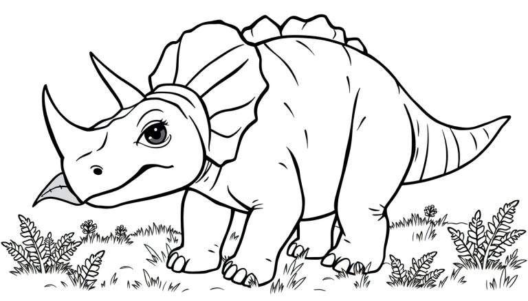 Placa de color de un triceratops amigable