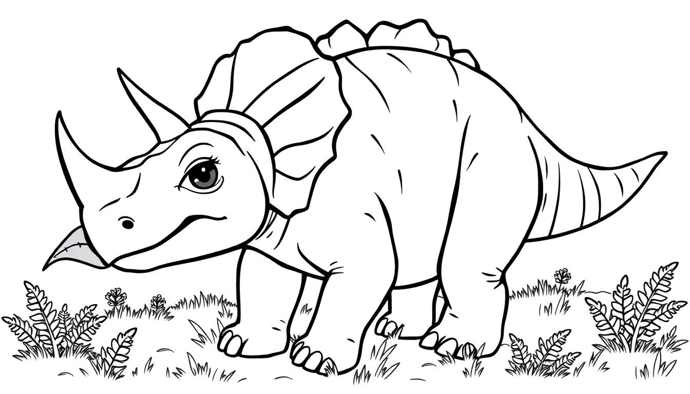 Placa de color de un triceratops amigable