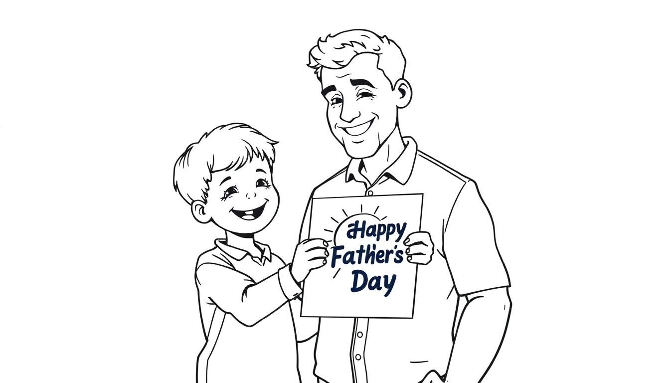 Padre e hijo sonriendo en el Día del Padre.