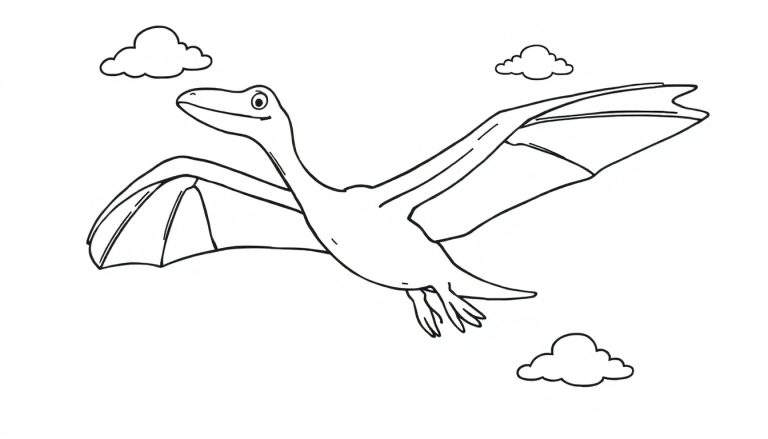 Pteranodon amigable para colorear en placa de color