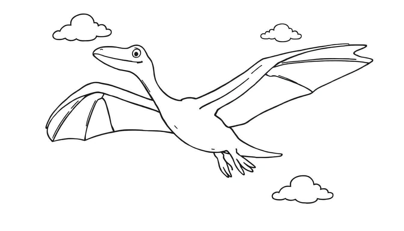 Pteranodon amigable para colorear en placa de color