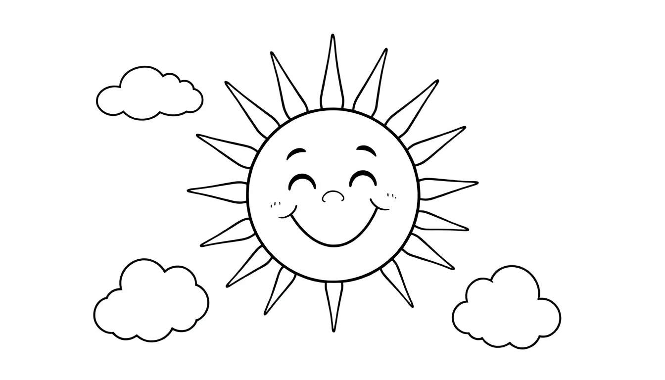 Placa de color: sol sonriente con nubes.