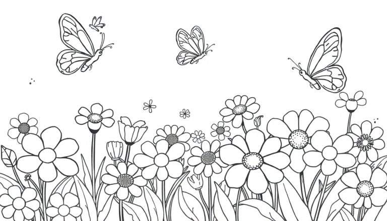 Placa de color de mariposas y flores para niños.