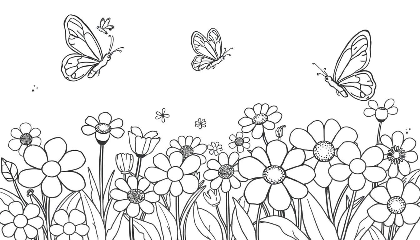 Placa de color de mariposas y flores para niños.