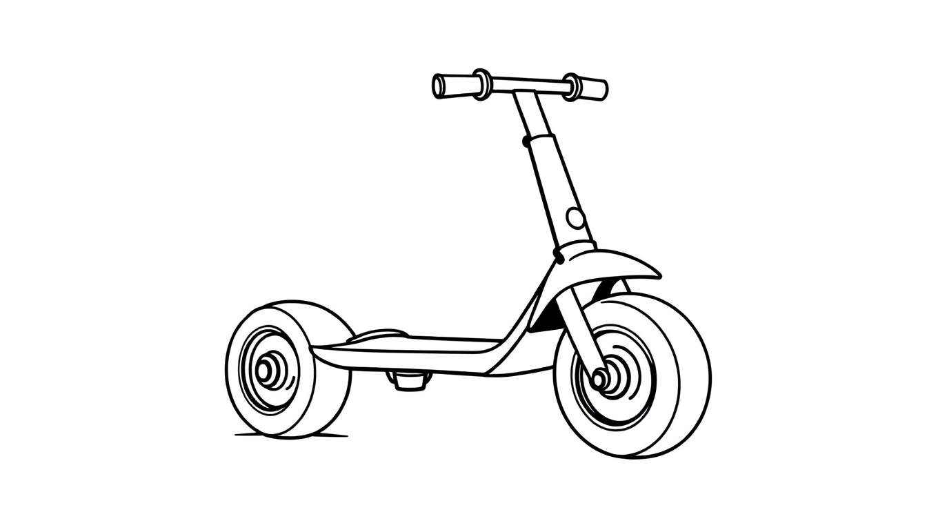 Un dibujo de la placa de un patinete de tres ruedas.