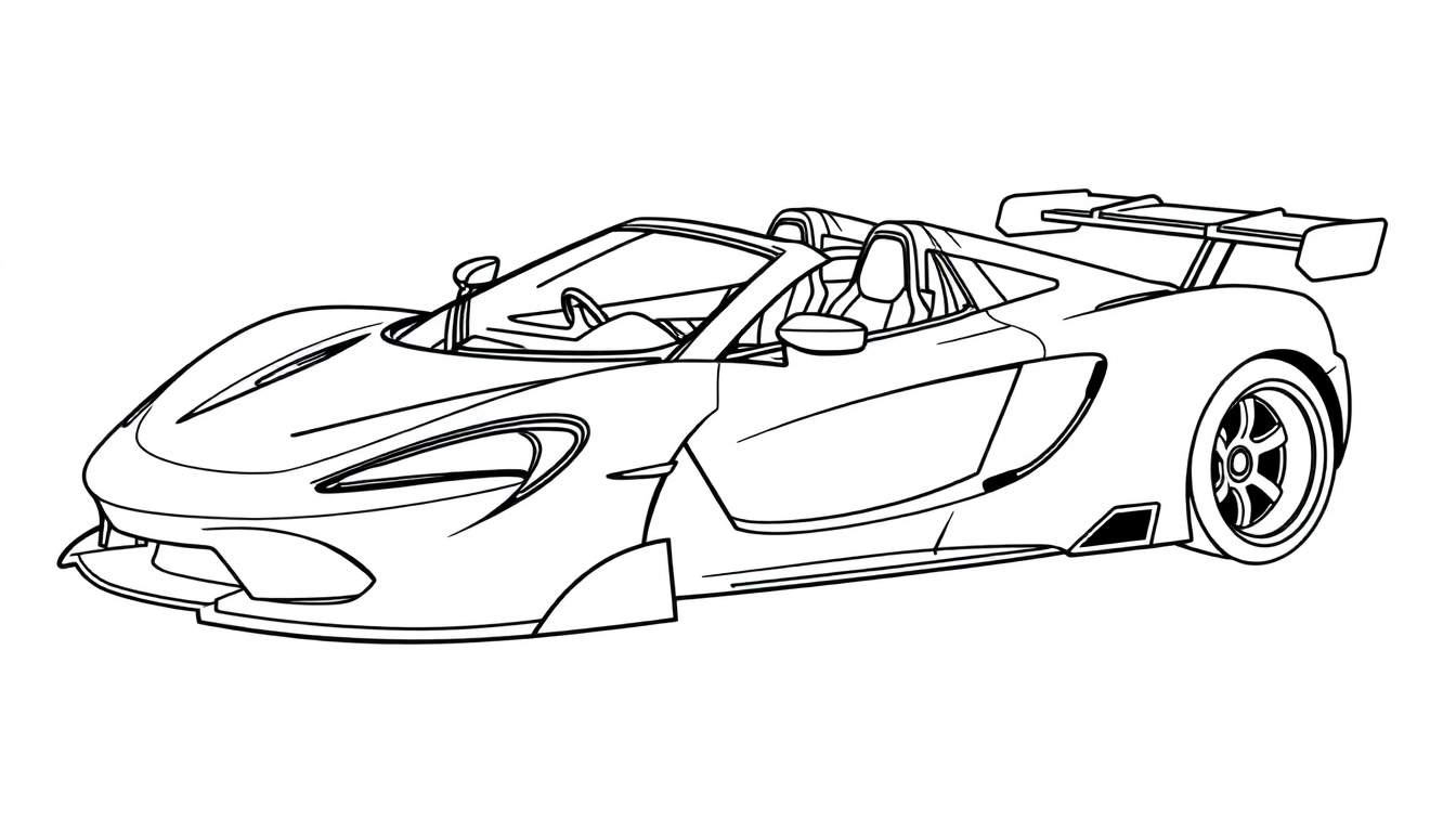 Dibujo lineal de un coche deportivo descapotable McLaren