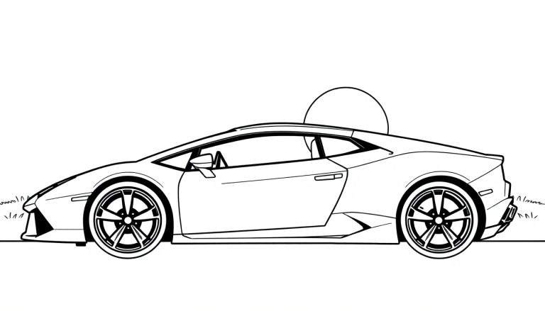 Un coche deportivo Lamborghini listo para que le añadas tu toque de color. ¡Es como una máquina de sueños esperando tu pincel!