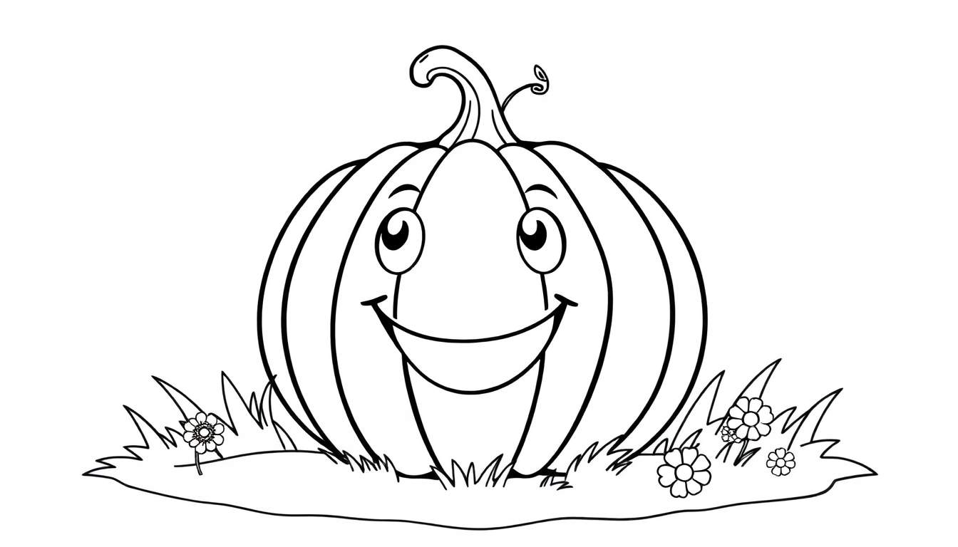 Una calabaza sonriente lista para colorear en una placa de color