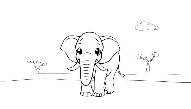 Placa de color de un elefante amigable en la sabana.