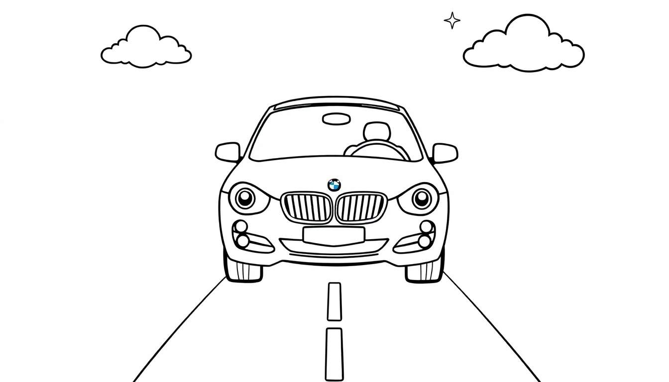 Un coche BMW para colorear, con la placa de color lista para pintar.