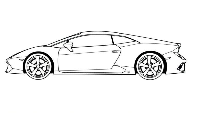 Un deportivo Lamborghini con placa de color, listo para pintar.