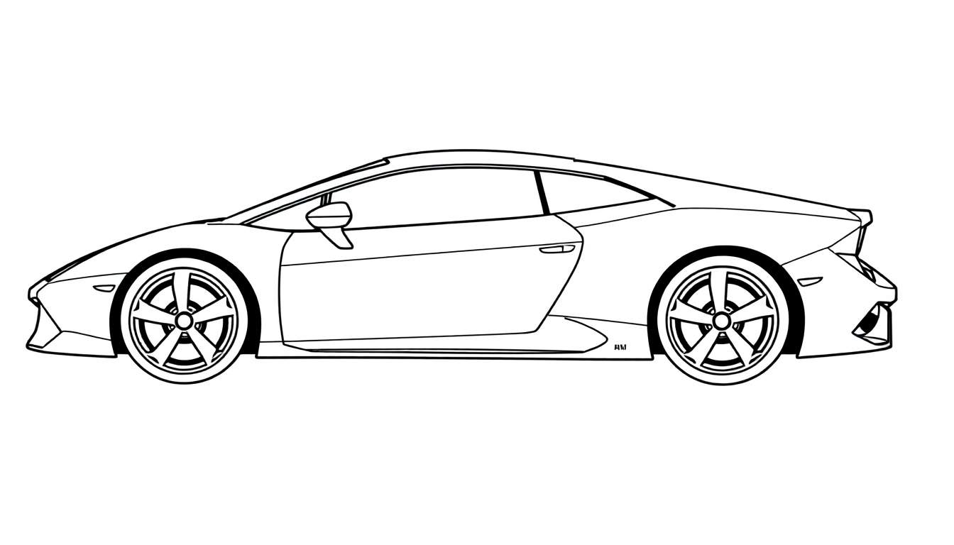 Un deportivo Lamborghini con placa de color, listo para pintar.