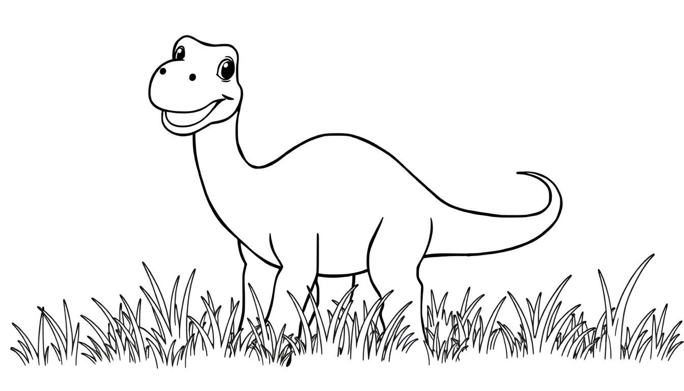 Placa de color de un simpático Diplodocus sonriendo.