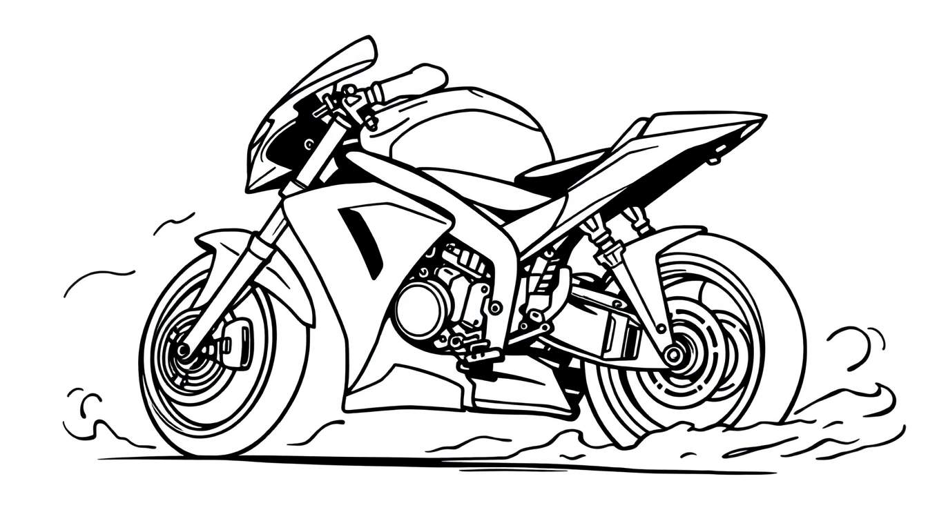 Una placa de motocicleta de carreras para colorear en blanco y negro, lista para la aventura.
