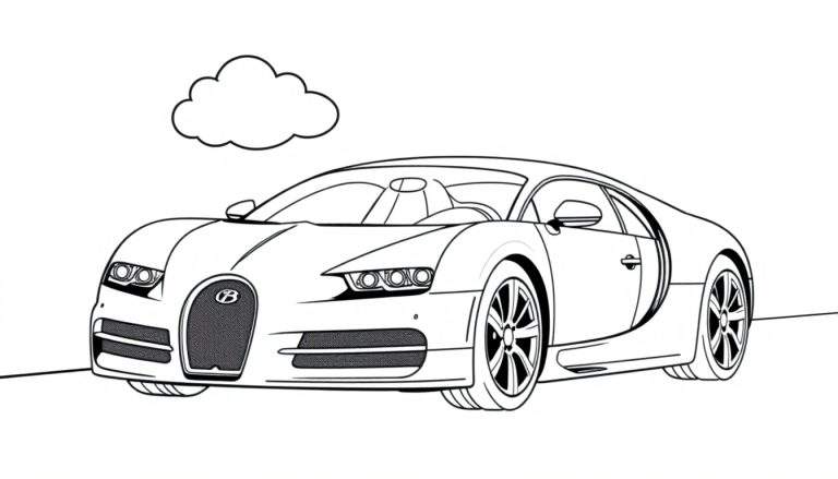 Placa de coche deportivo Bugatti para colorear