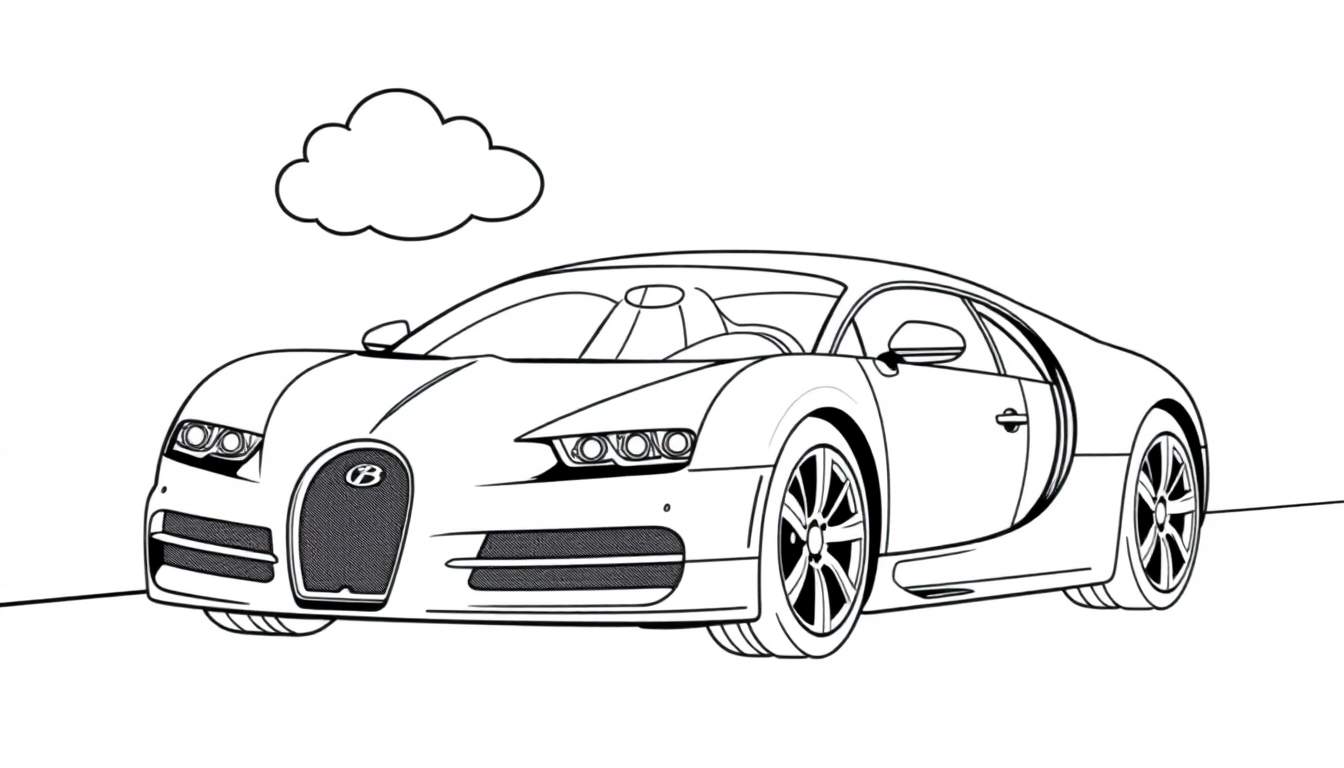 Placa de coche deportivo Bugatti para colorear