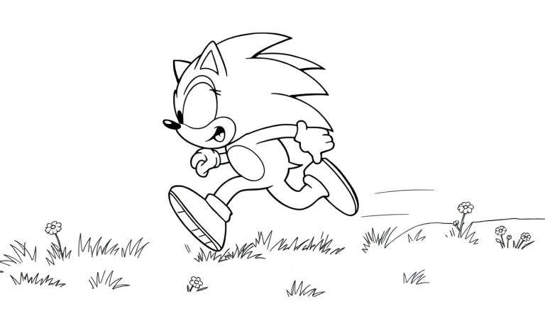 Placa de color de Sonic el Erizo corriendo.