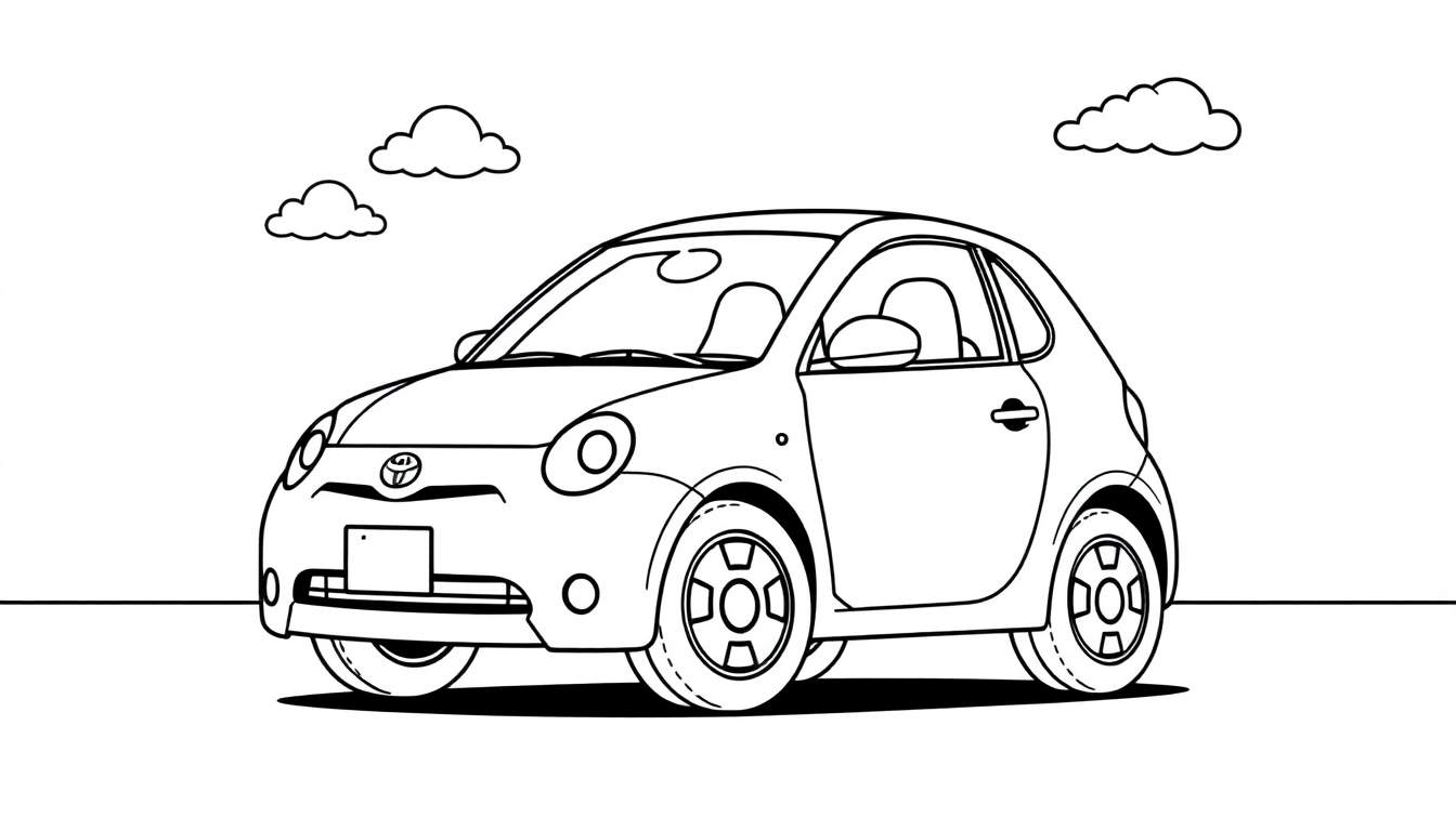 Un coche pequeño listo para colorear, con la palabra 'placa de color' visible.