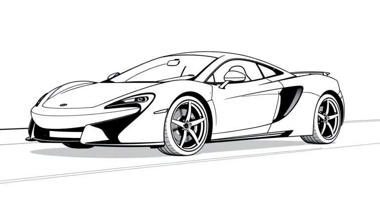 Dibujo de un McLaren listo para colorear con detalles de placa de color.