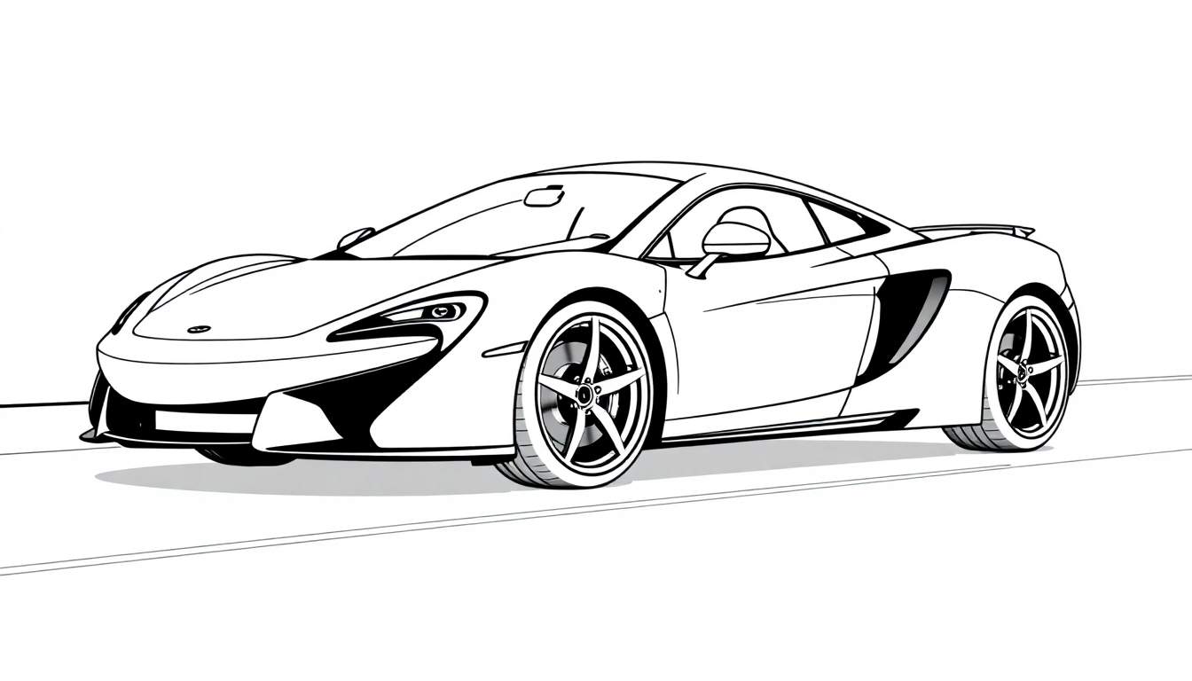 Dibujo de un McLaren listo para colorear con detalles de placa de color.