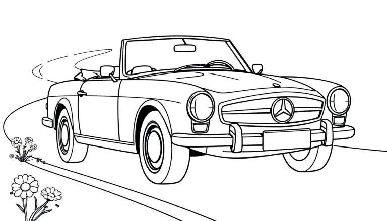 Un coche Mercedes-Benz clásico descapotable con la placa de color lista para pintar.