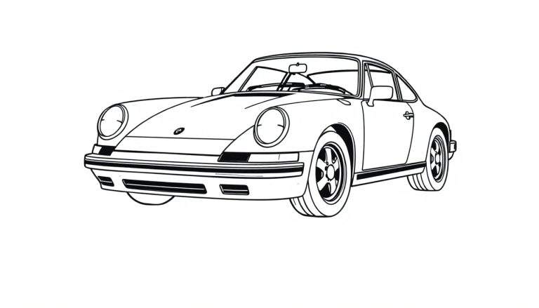 Placa de color de un Porsche 911 clásico para colorear.