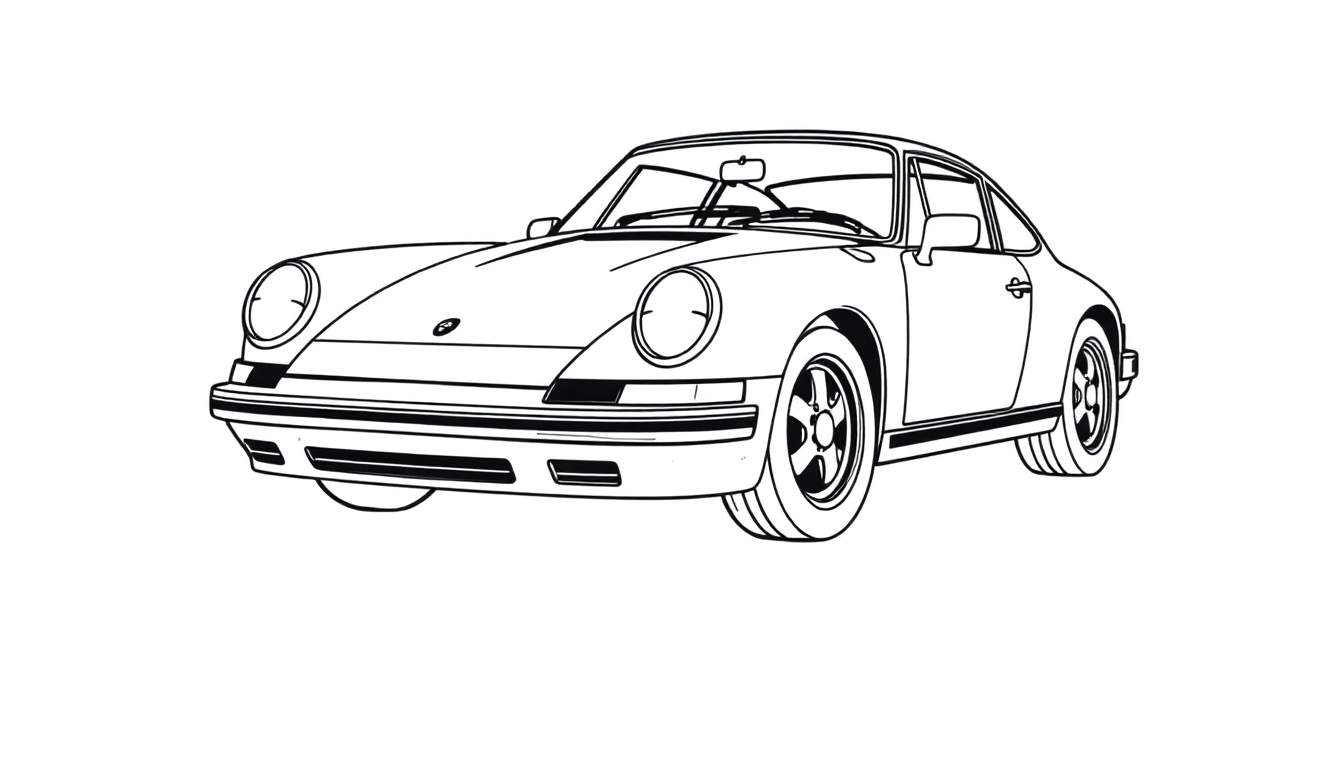 Placa de color de un Porsche 911 clásico para colorear.