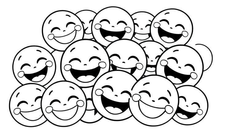 Una placa de color con muchas caras felices sonriendo.