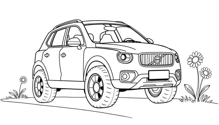 Un coche Volvo XC40 amigable, con la placa de color lista para pintar.