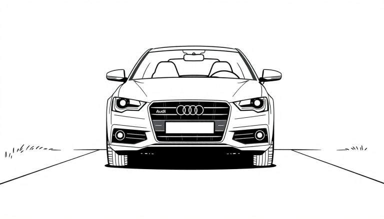 Un boceto de un coche Audi esperando su placa de color.