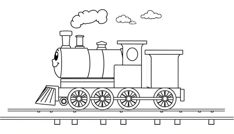 Placa de color de un tren de caricatura amigable