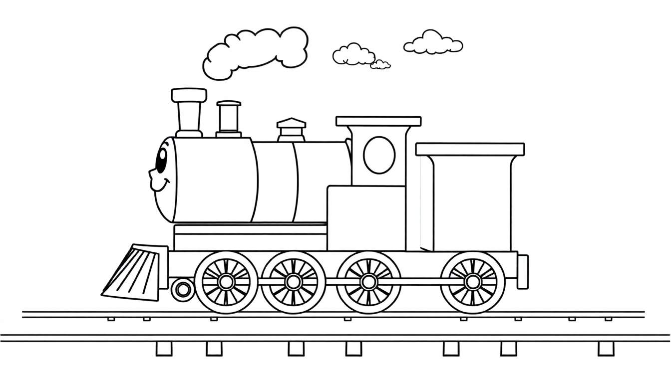 Placa de color de un tren de caricatura amigable