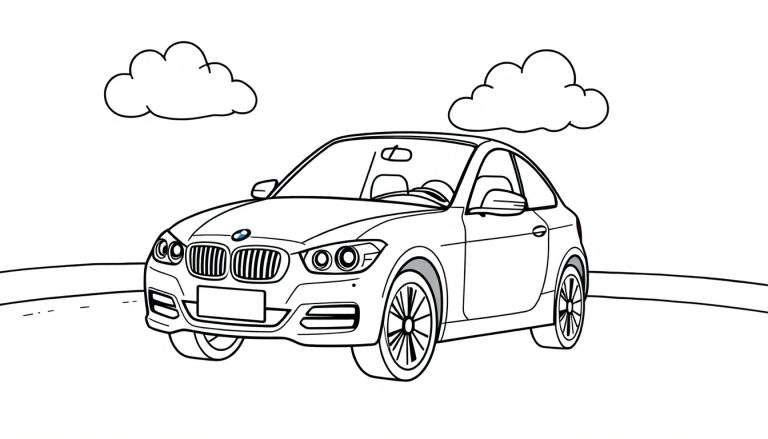 Un coche BMW para colorear, listo para añadirle tu placa de color.