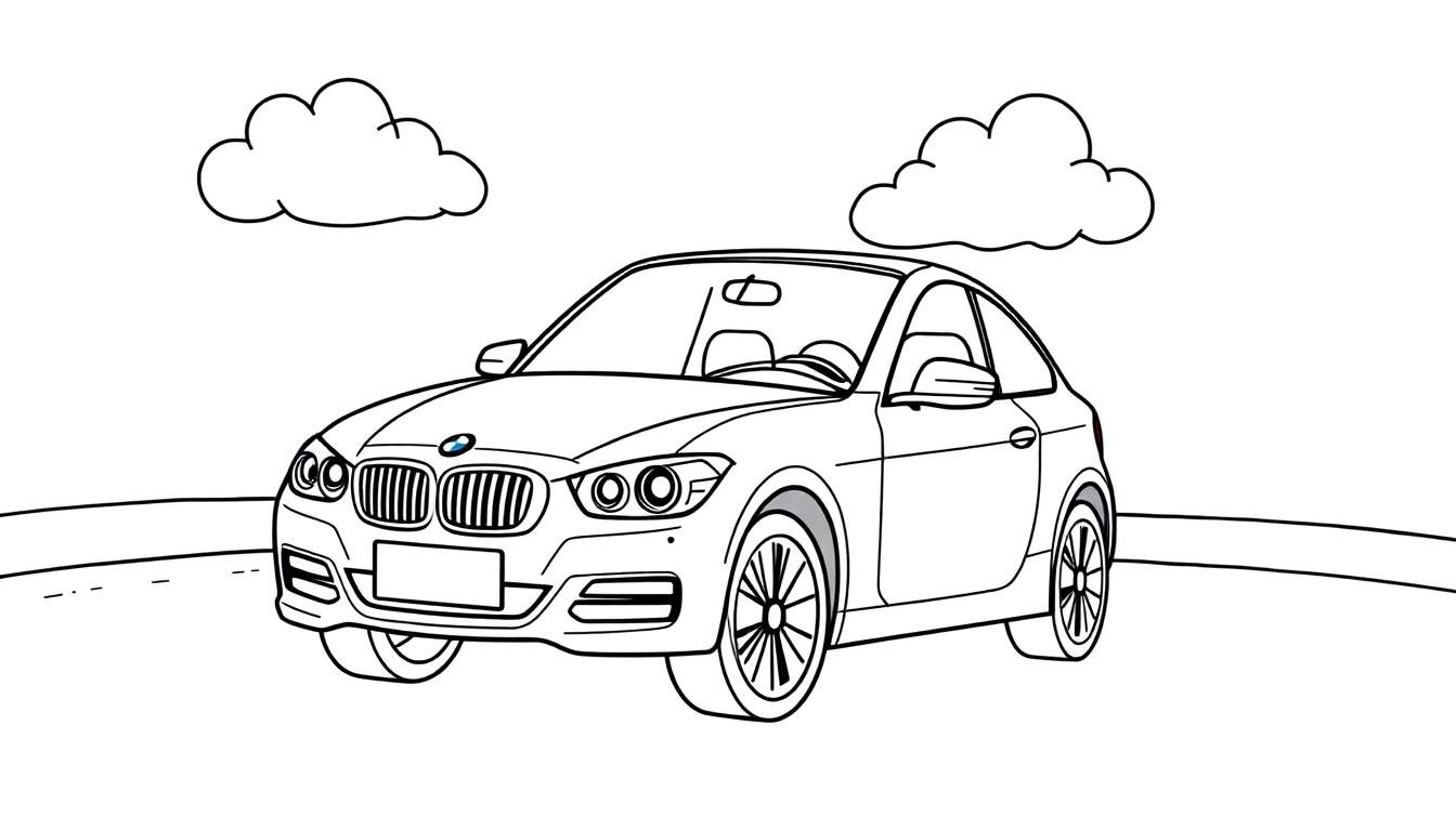 Un coche BMW para colorear, listo para añadirle tu placa de color.