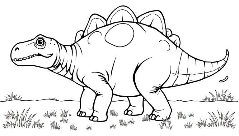 Estegosaurio para colorear con grandes placas en la espalda.