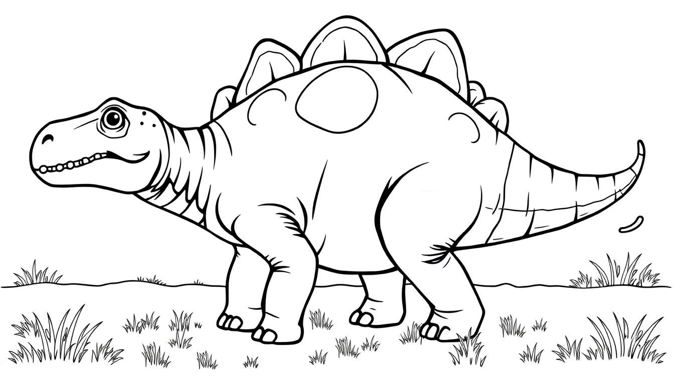 Estegosaurio para colorear con grandes placas en la espalda.
