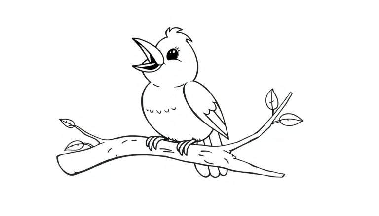 Pajarito cantando, placa de color.
