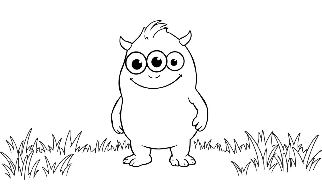 Monstruo adorable para colorear, placa de color.