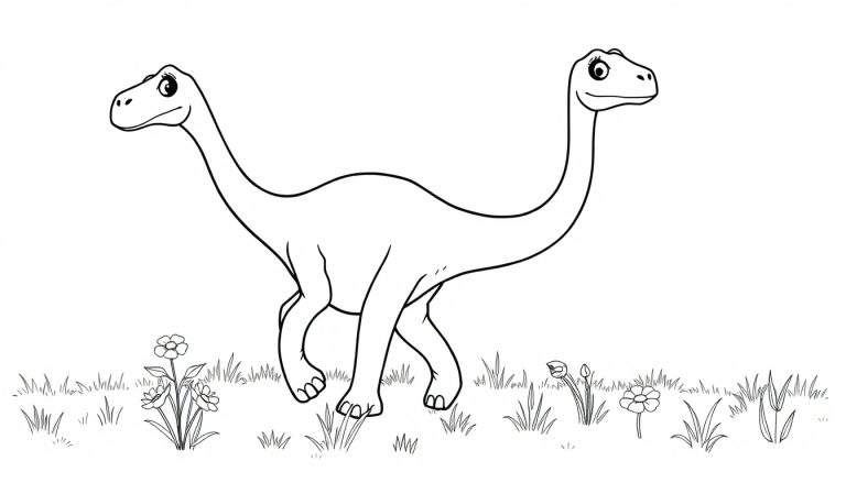 Un lindo dinosaurio de cuello largo, perfecto para una placa de color.