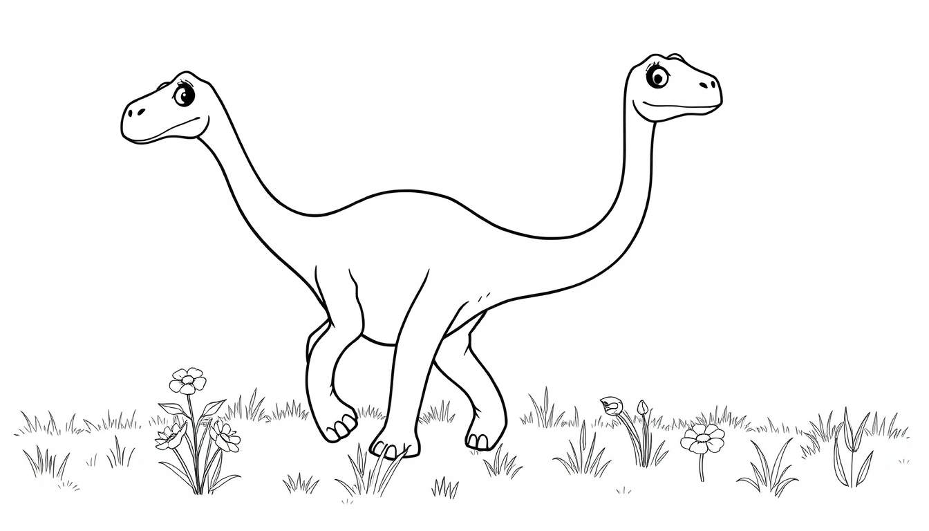 Un lindo dinosaurio de cuello largo, perfecto para una placa de color.