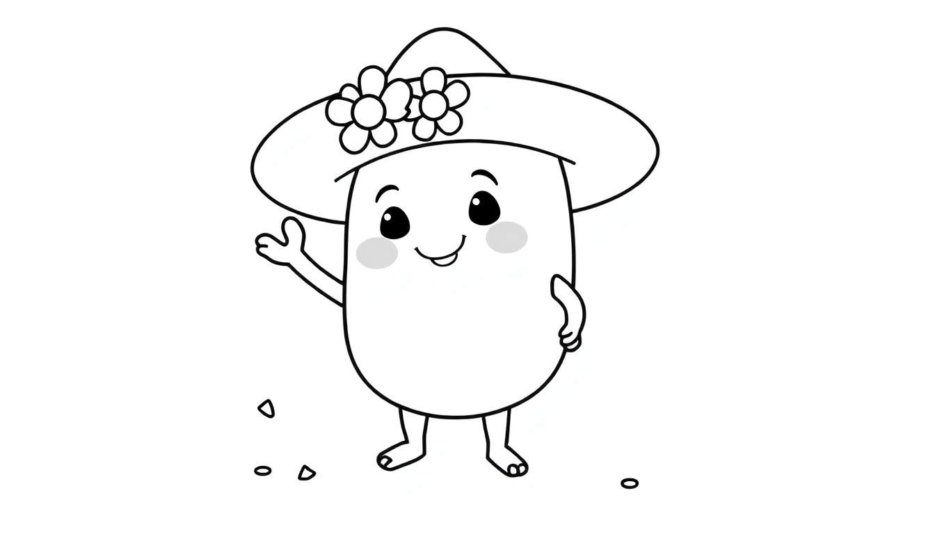 Placa de color de un burrito con sombrero de paja sonriendo y saludando.