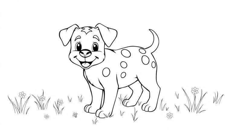 Perro estilo caricatura para colorear en una placa de color.