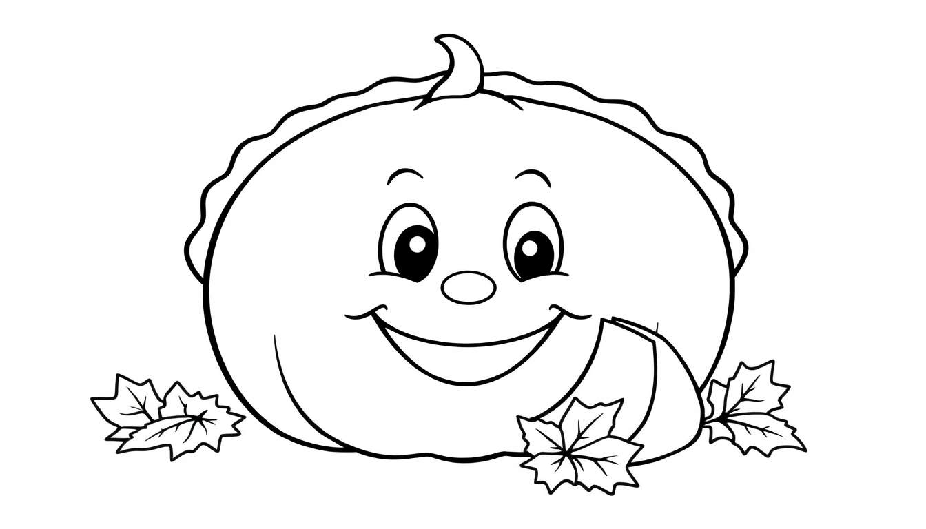 Placa de color de calabaza sonriente con hojas de arce.