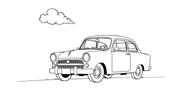 Placa de color de un coche clásico Ford con una nube.