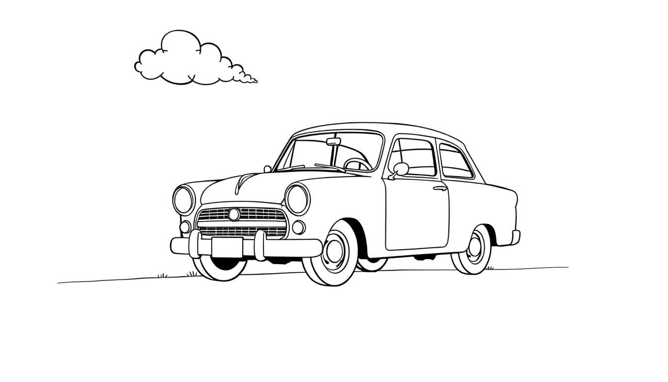 Placa de color de un coche clásico Ford con una nube.