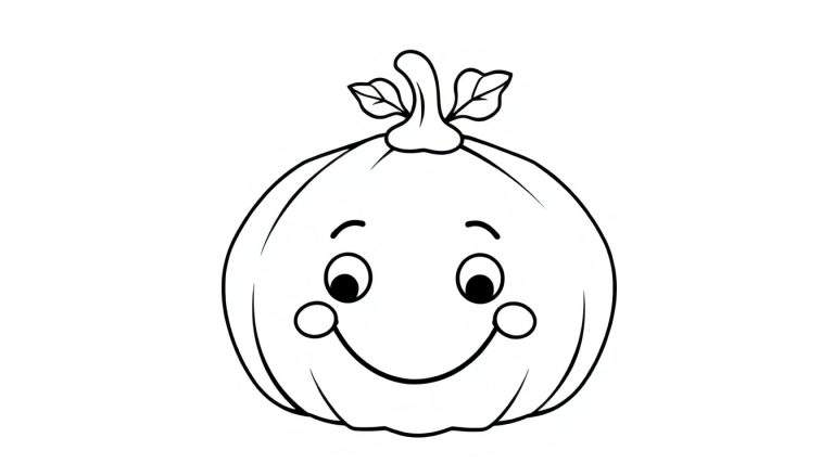 Placa de color de una calabaza sonriente de dibujos animados.