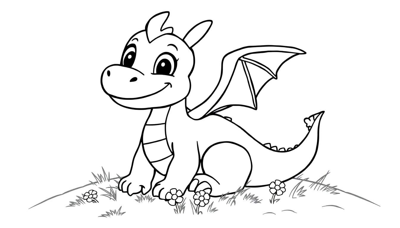 Una placa de color de un dragón de dibujos animados para colorear.