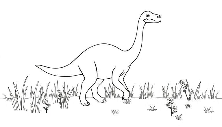 Placa de color de un Diplodocus amigable.