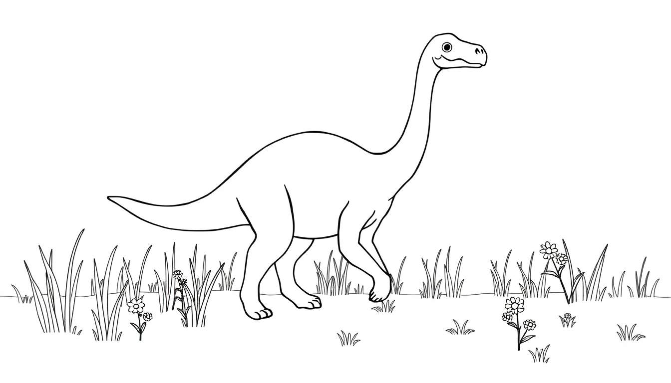 Placa de color de un Diplodocus amigable.